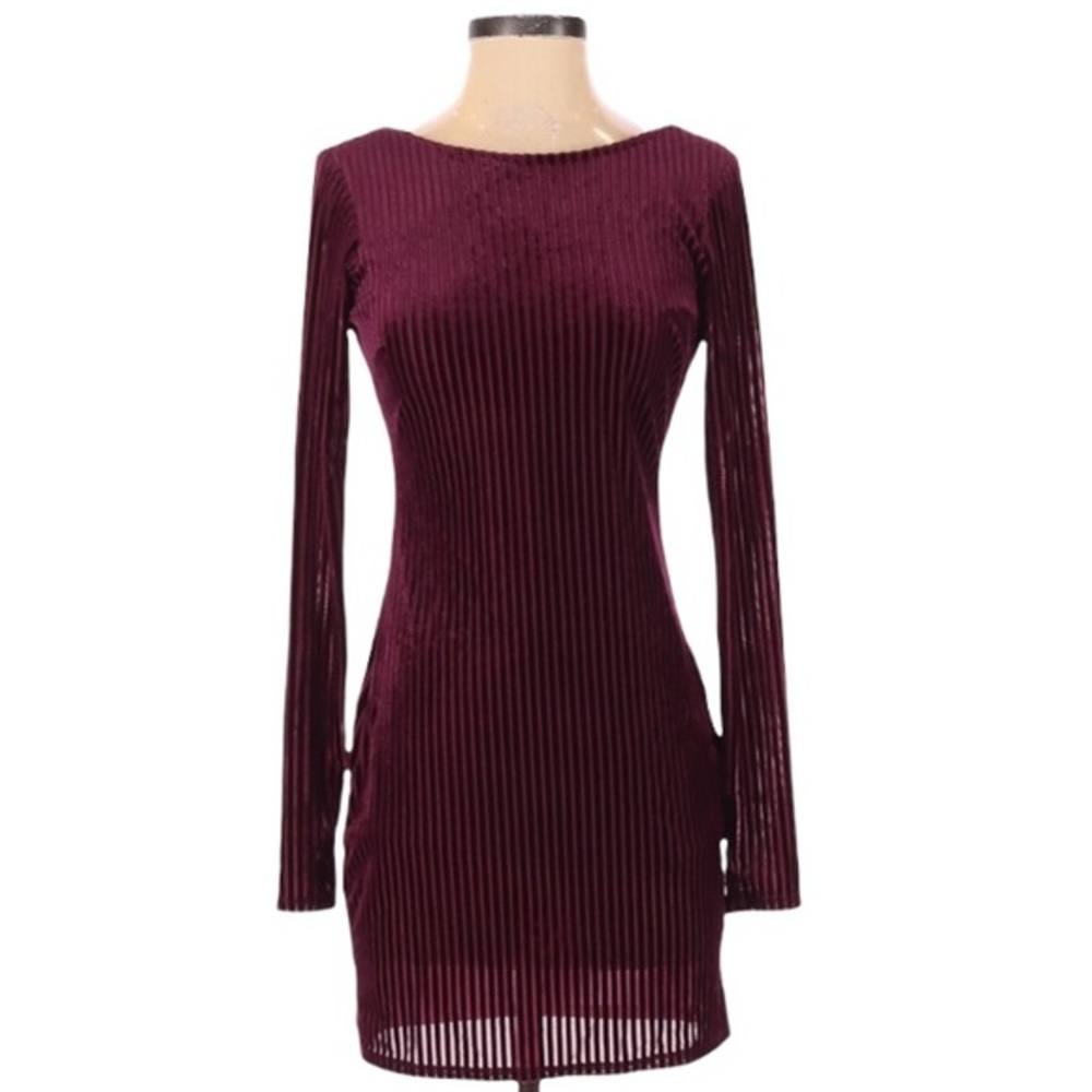 Plum Bodycon Long Sleeve Dress